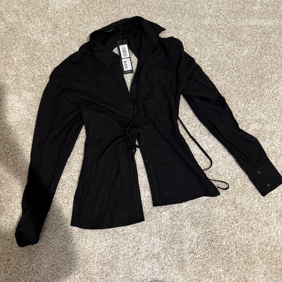 Black Button-Up Shirt - Picture 1 of 4